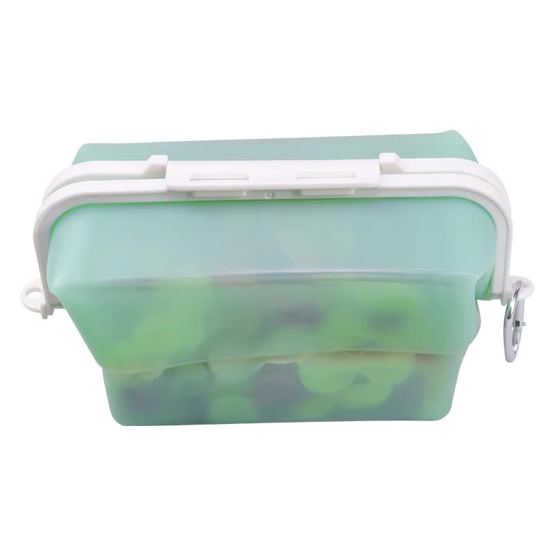 2 Pcs Green Collapsible Silicone Food Storage Container - Microwave & Freezer Safe Lunch Box - Image 2