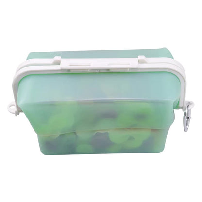 2 Pcs Green Collapsible Silicone Food Storage Container - Microwave & Freezer Safe Lunch Box - Image 2