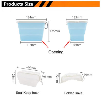 2 Pcs Green Collapsible Silicone Food Storage Container - Microwave & Freezer Safe Lunch Box - Image 8
