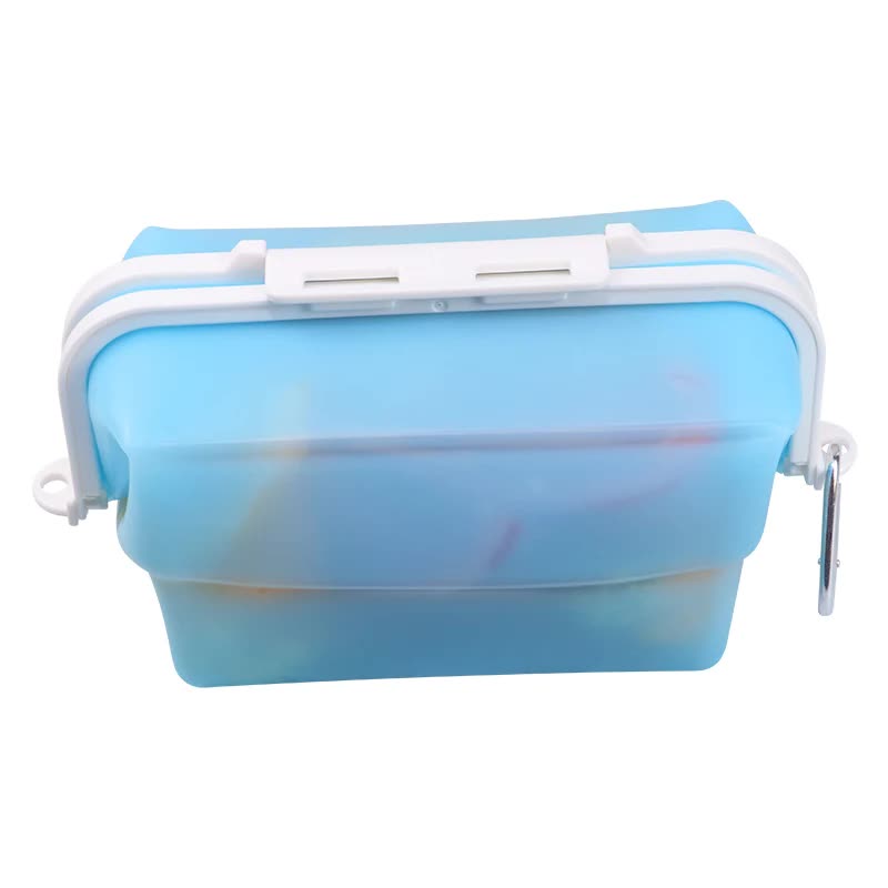 2 Pcs Blue Collapsible Silicone Food Storage Container - Microwave & Freezer Safe Lunch Box - Image 2