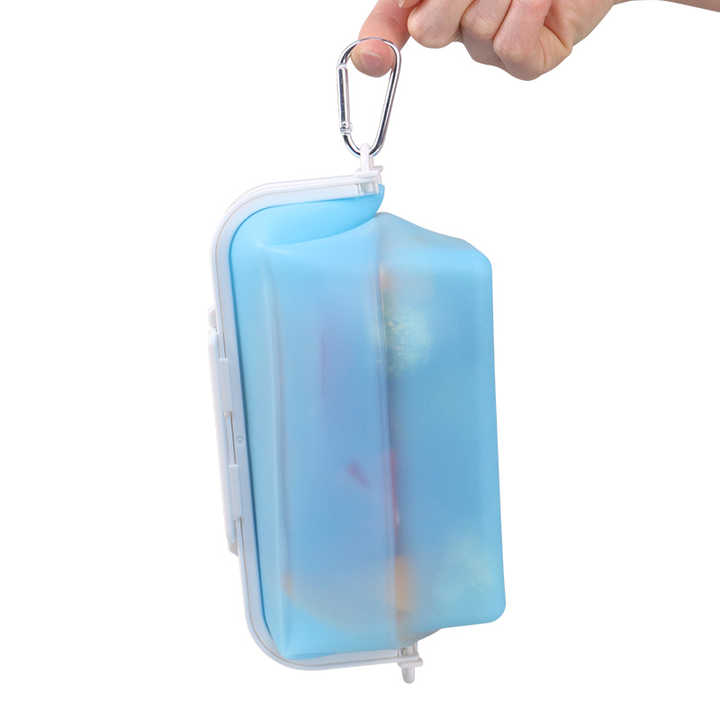 2 Pcs Blue Collapsible Silicone Food Storage Container - Microwave & Freezer Safe Lunch Box - Image 6