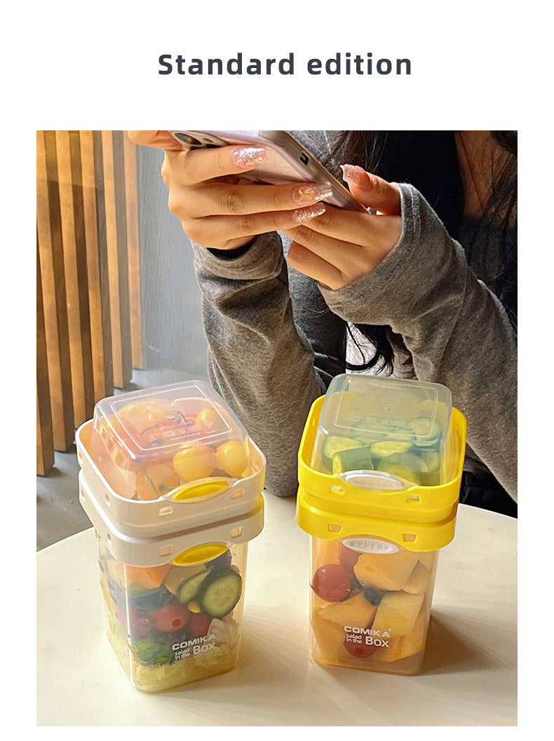 White Portable Salad & Breakfast Cup On-the-Go - Dual Compartment Container with Spork - Image 6
