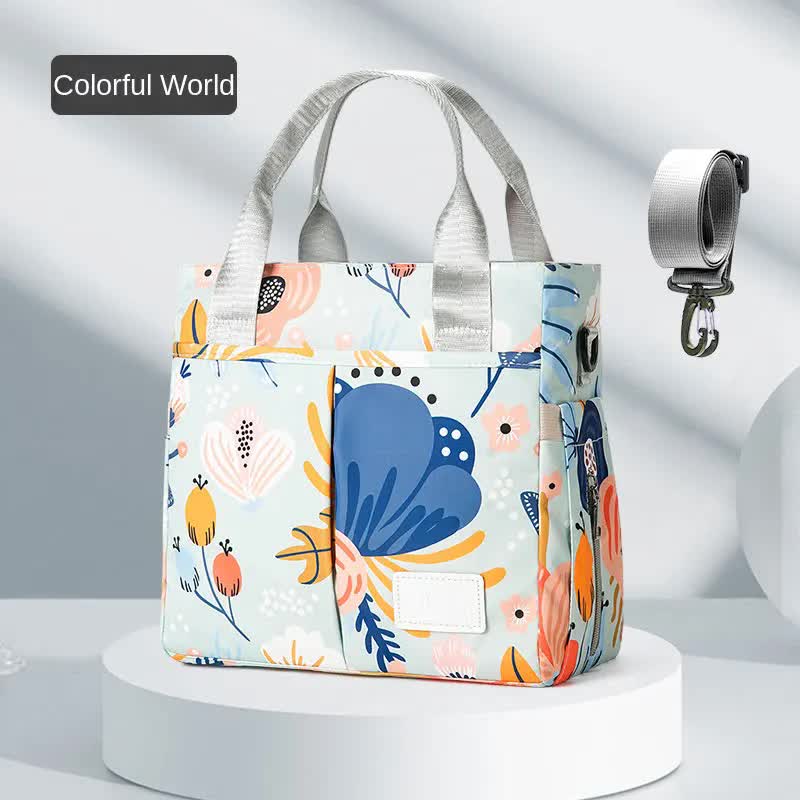 Colorful Versatile Nappy Bag Tote - Lightweight Diaper Bag with Insulated Pocket & Crossbody Strap - Image 2