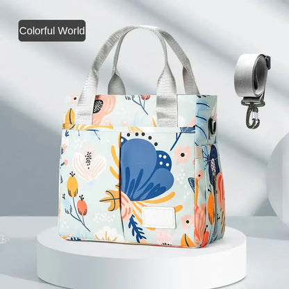Colorful Versatile Nappy Bag Tote - Lightweight Diaper Bag with Insulated Pocket & Crossbody Strap - Image 2