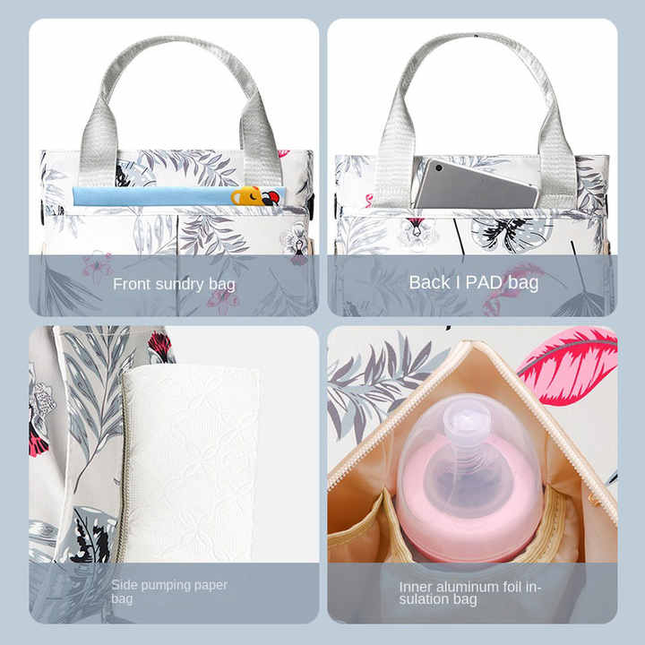 Colorful Versatile Nappy Bag Tote - Lightweight Diaper Bag with Insulated Pocket & Crossbody Strap - Image 4