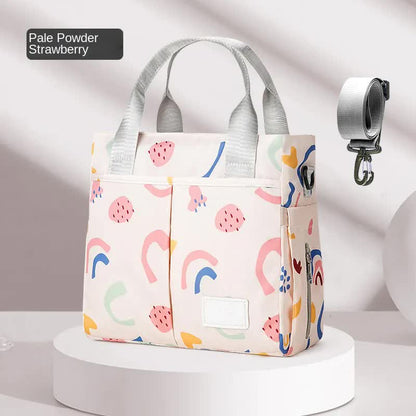 Pink Versatile Nappy Bag Tote - Lightweight Diaper Bag with Insulated Pocket & Crossbody Strap - Image 2