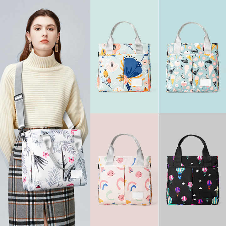 Pink Versatile Nappy Bag Tote - Lightweight Diaper Bag with Insulated Pocket & Crossbody Strap - Image 3