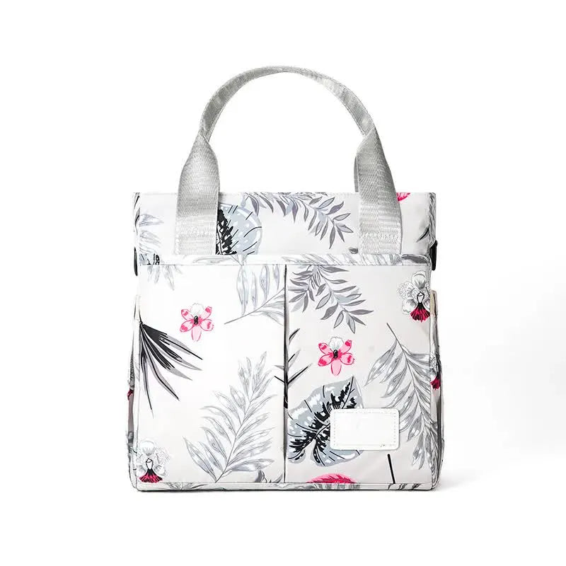 Grey Versatile Nappy Bag Tote - Lightweight Diaper Bag with Insulated Pocket & Crossbody Strap