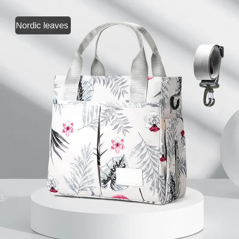 Grey Versatile Nappy Bag Tote - Lightweight Diaper Bag with Insulated Pocket & Crossbody Strap - Image 2