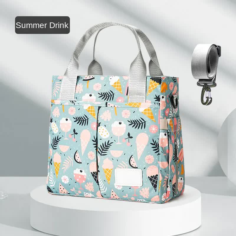 Green Versatile Nappy Bag Tote - Lightweight Diaper Bag with Insulated Pocket & Crossbody Strap - Image 2