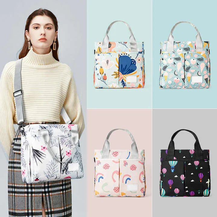 Green Versatile Nappy Bag Tote - Lightweight Diaper Bag with Insulated Pocket & Crossbody Strap - Image 3