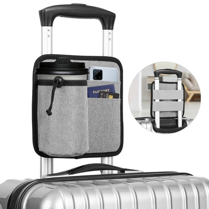 2 Pcs Black Hands-Free Luggage Handle Travel Cup Holder & Organizer Pouch - Image 3