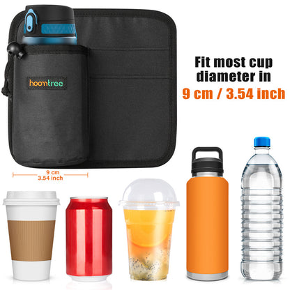 2 Pcs Black Hands-Free Luggage Handle Travel Cup Holder & Organizer Pouch - Image 8