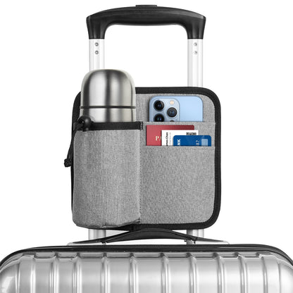 2 Pcs Grey Hands-Free Luggage Handle Travel Cup Holder & Organizer Pouch - Image 2