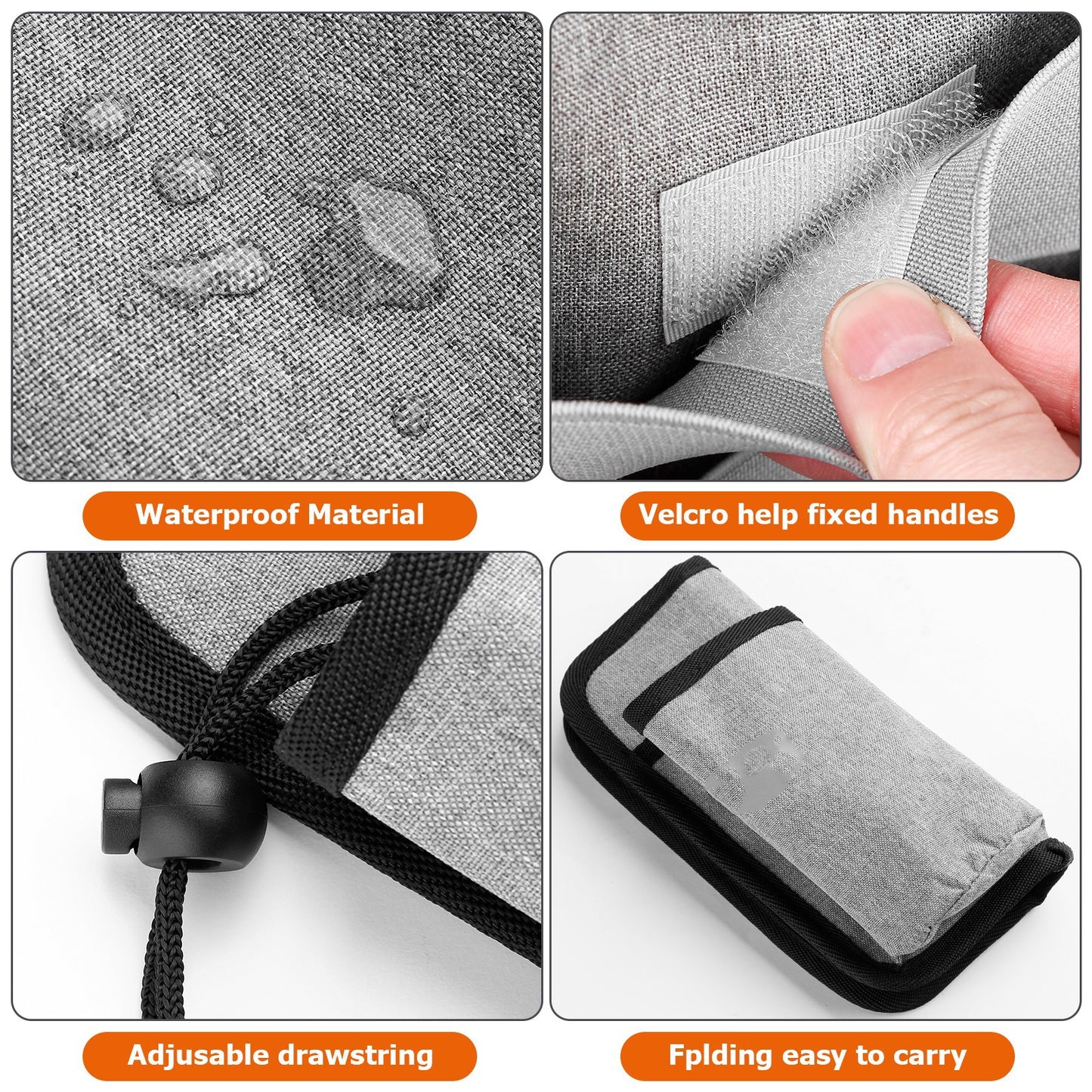 2 Pcs Grey Hands-Free Luggage Handle Travel Cup Holder & Organizer Pouch - Image 4