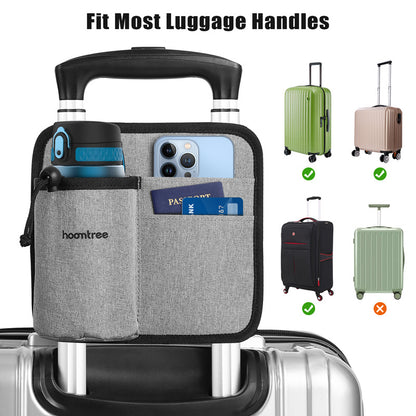 2 Pcs Grey Hands-Free Luggage Handle Travel Cup Holder & Organizer Pouch - Image 7