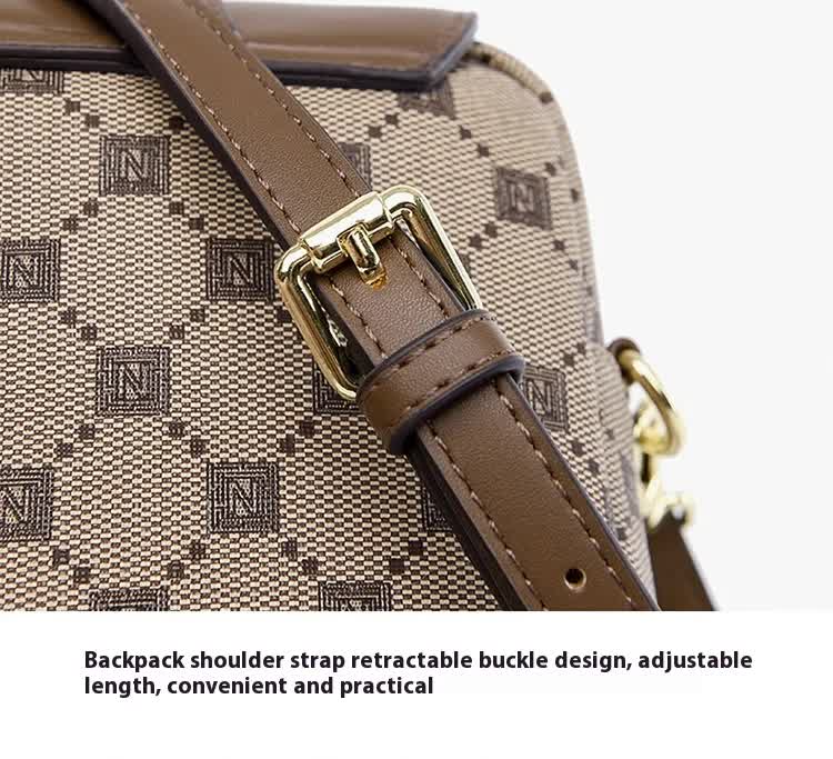 Brown and Black Chic Checkered Mini Crossbody Phone Purse - PU Leather Vertical Shoulder Bag with Headphone Port - Image 8