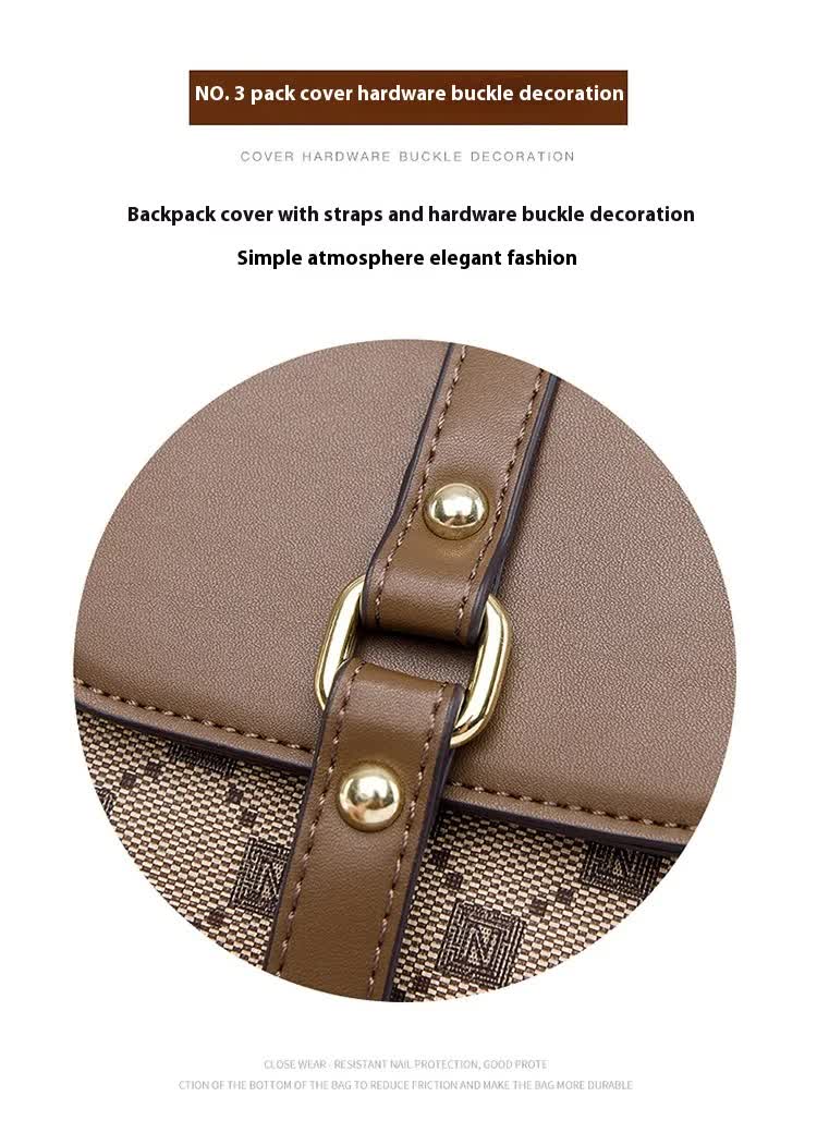 Brown Chic Round Mini Crossbody Phone Purse - PU Leather Vertical Shoulder Bag with Headphone Port - Image 3