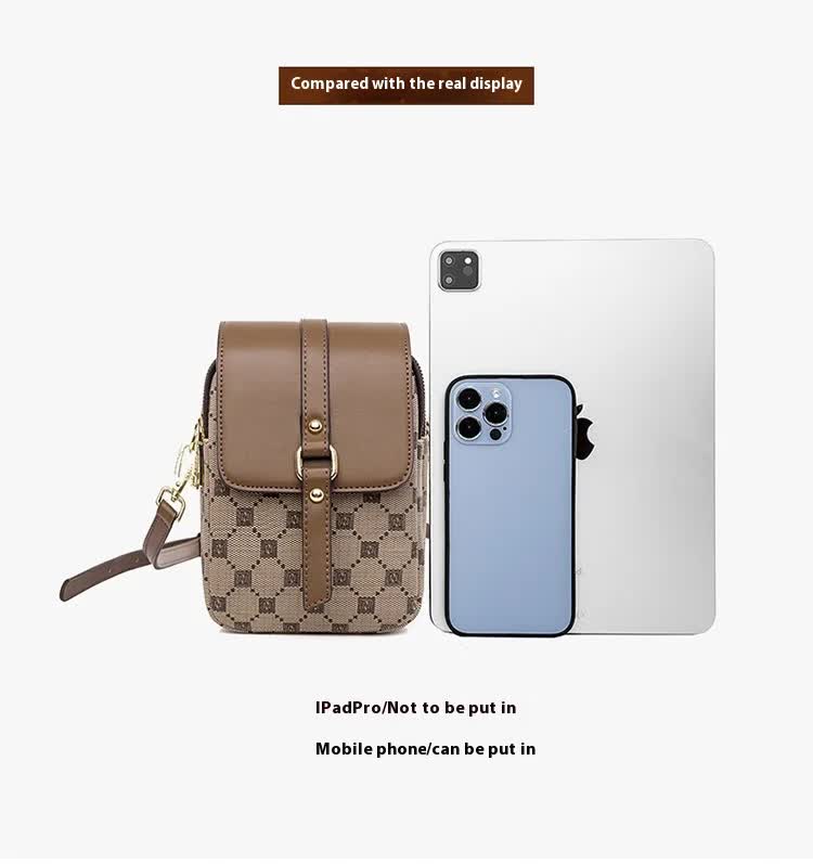 Coffee Chic Round Mini Crossbody Phone Purse - PU Leather Vertical Shoulder Bag with Headphone Port - Image 6