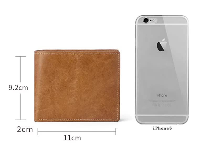 Coffee Genuine Leather RFID Blocking Wallet for Men - Vintage Bifold with Coin Pocket & ID Window - Image 7