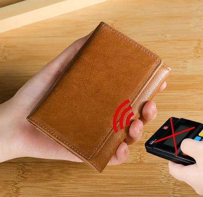 Brown Genuine Leather RFID Blocking Wallet for Men - Vintage Bifold with Coin Pocket & ID Window - Image 6