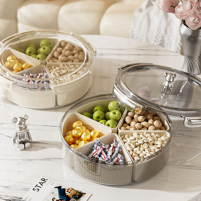 Grey And Silver Snap Button Elegant Compartment Serving Tray with Lid - Versatile Snack, Fruit & Candy Box - Image 2