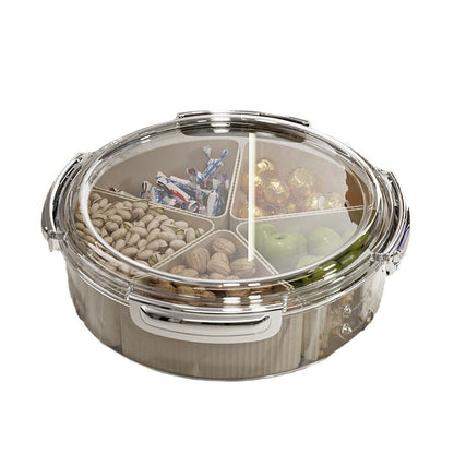 Grey And Beige Snap Button Elegant Compartment Serving Tray with Lid - Versatile Snack, Fruit & Candy Box - Image 3