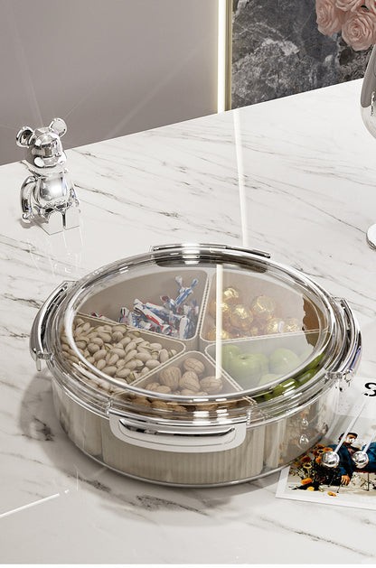 Grey And Beige Snap Button Elegant Compartment Serving Tray with Lid - Versatile Snack, Fruit & Candy Box - Image 5