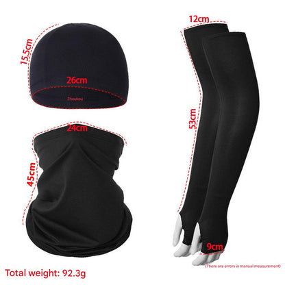 2 Sets Light Grey Cooling UV Protection Set - 2 Skull Cap, 2 Neck Gaiter & 4 Arm Sleeves for Outdoor Sports - Image 4