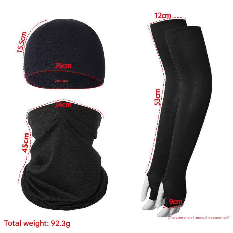 2 Sets White Cooling UV Protection Set - 2 Skull Cap, 2 Neck Gaiter & 4 Arm Sleeves for Outdoor Sports - Image 4