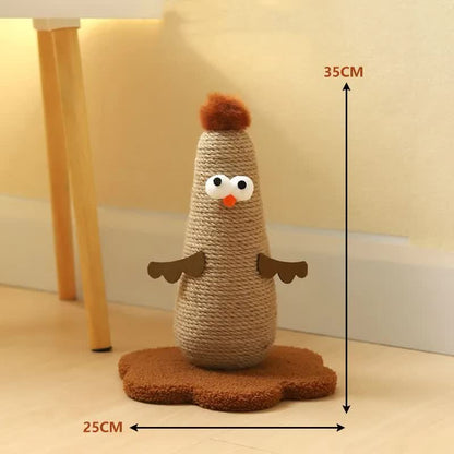 Coffee Adorable Chick Cat Scratching Post - Durable Sisal Rope Scratcher Toy for Cats & Kittens