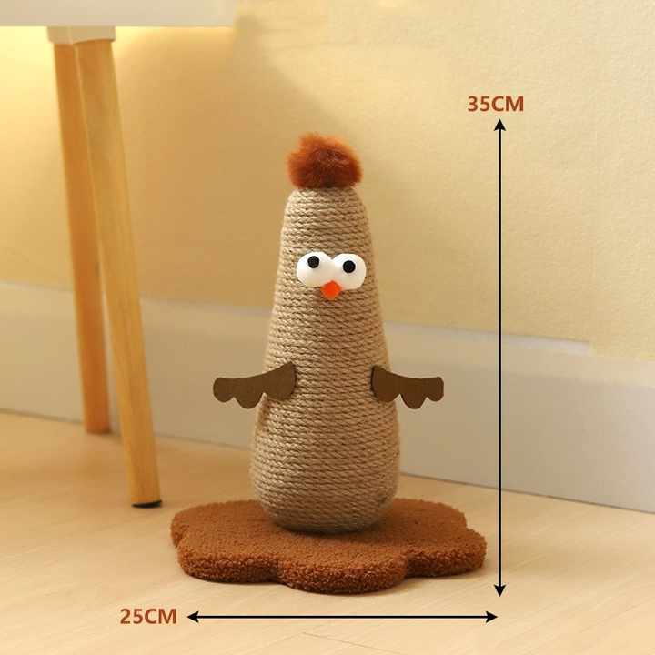 Yellow Adorable Chick Cat Scratching Post - Durable Sisal Rope Scratcher Toy for Cats & Kittens - Image 3