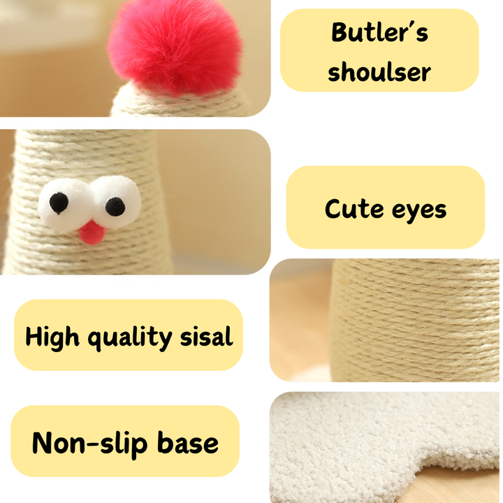 Pink Adorable Chick Cat Scratching Post - Durable Sisal Rope Scratcher Toy for Cats & Kittens - Image 5
