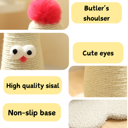 Pink Adorable Chick Cat Scratching Post - Durable Sisal Rope Scratcher Toy for Cats & Kittens - Image 5