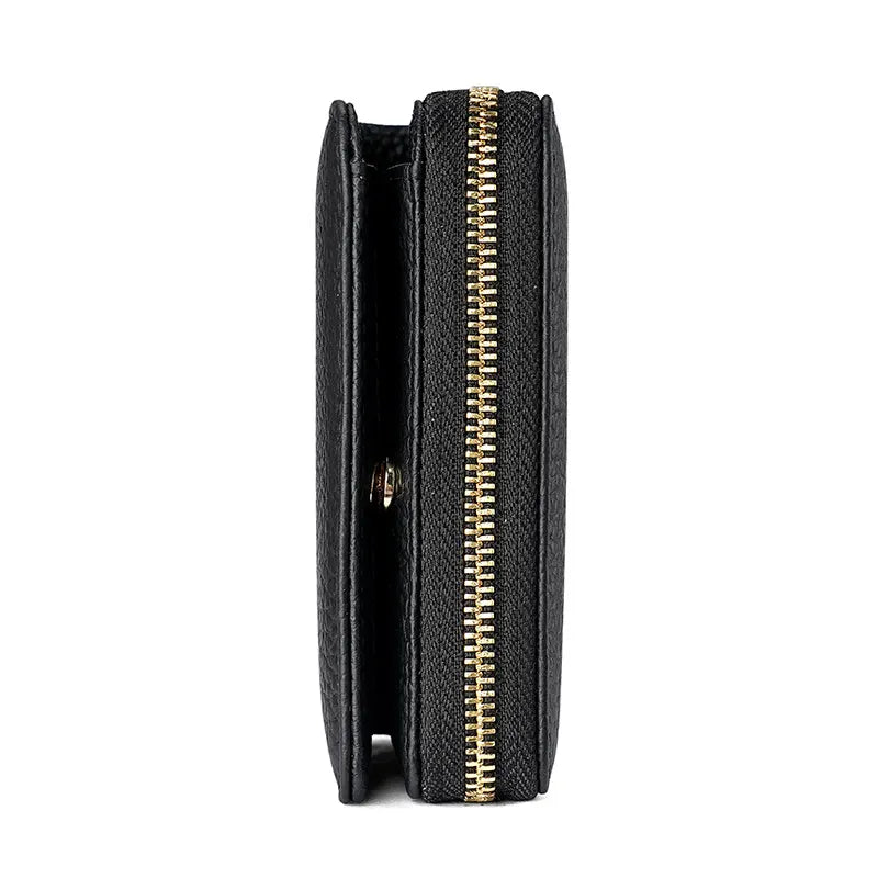 Red Compact RFID Genuine Leather Wallet for Women - Secure Zipper Card Holder & Coin Purse - Image 5