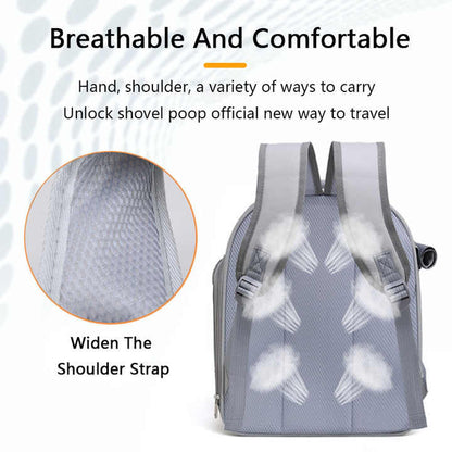 Grey Spacious Pet Carrier Backpack with Clear Window - Comfortable Travel Bag for Cats & Small Dogs - Image 5