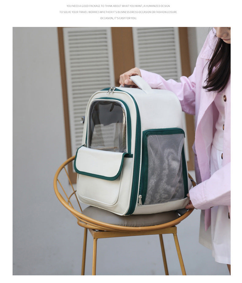 Grey Spacious Pet Carrier Backpack with Clear Window - Comfortable Travel Bag for Cats & Small Dogs - Image 9