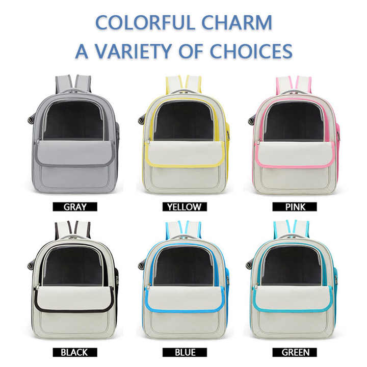 Beige And Yellow Spacious Pet Carrier Backpack with Clear Window - Comfortable Travel Bag for Cats & Small Dogs - Image 2