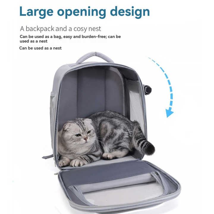 Beige And Yellow Spacious Pet Carrier Backpack with Clear Window - Comfortable Travel Bag for Cats & Small Dogs - Image 3