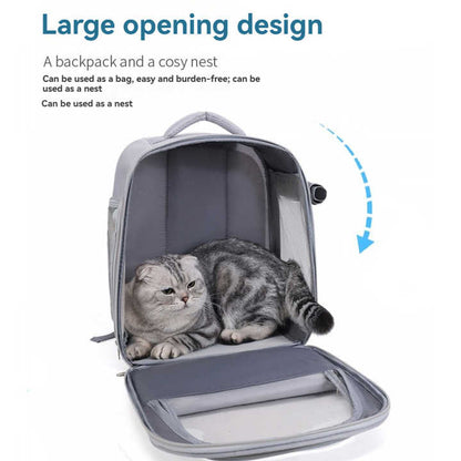 Beige And Green Spacious Pet Carrier Backpack with Clear Window - Comfortable Travel Bag for Cats & Small Dogs - Image 3