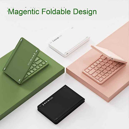 Black Ultra-Slim Foldable Bluetooth Keyboard - Portable Wireless Rechargeable Travel Keyboard for iOS Android Windows Devices - Image 3
