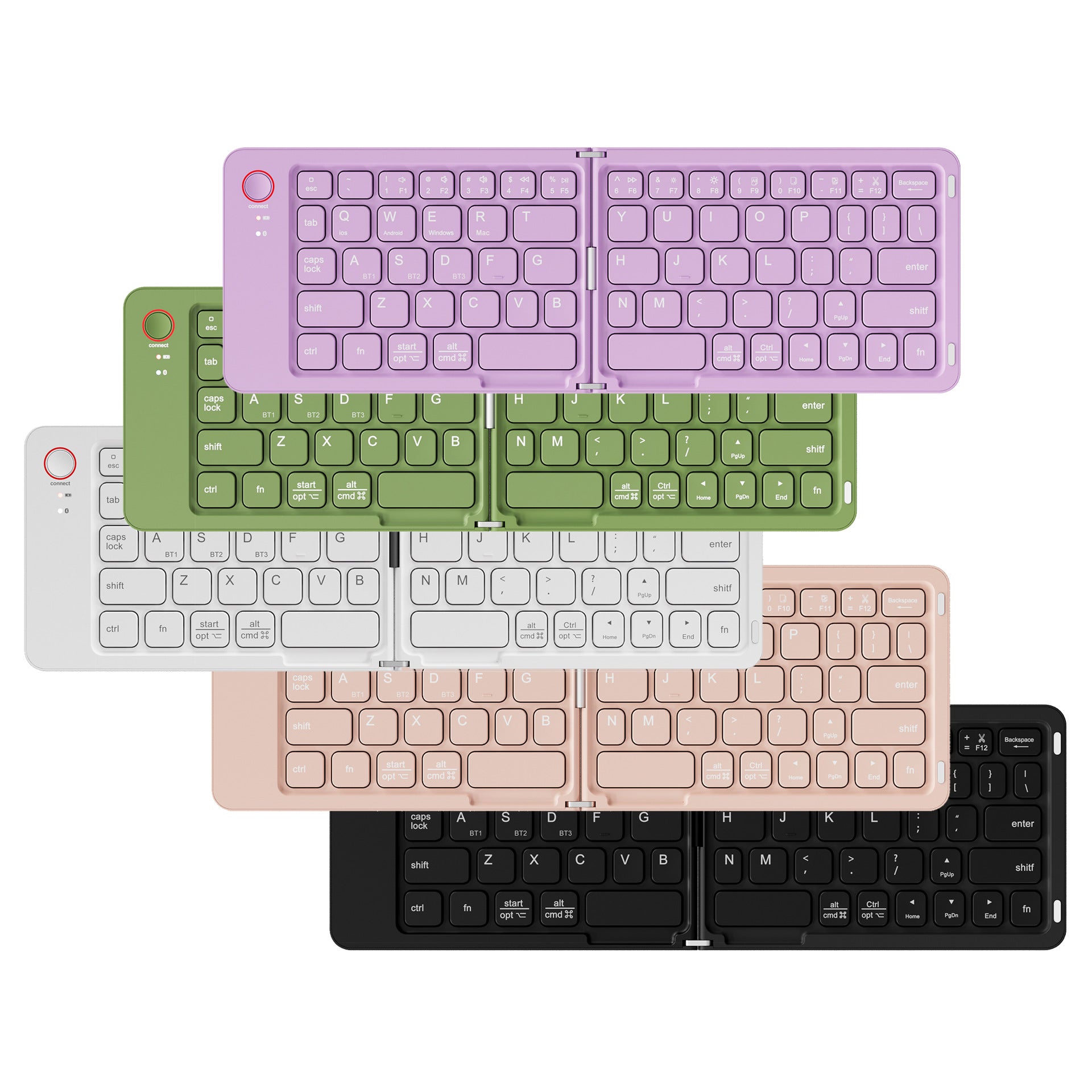 Green Ultra-Slim Foldable Bluetooth Keyboard - Portable Wireless Rechargeable Travel Keyboard for iOS Android Windows Devices - Image 2