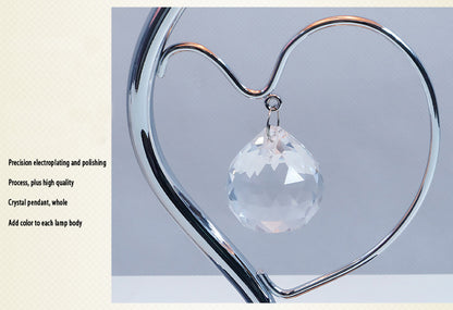 Pink Roses And Silver Base Romantic Red Rose Flower Table Lamp - Crystal Heart Accent Bedside Night Light - Image 3
