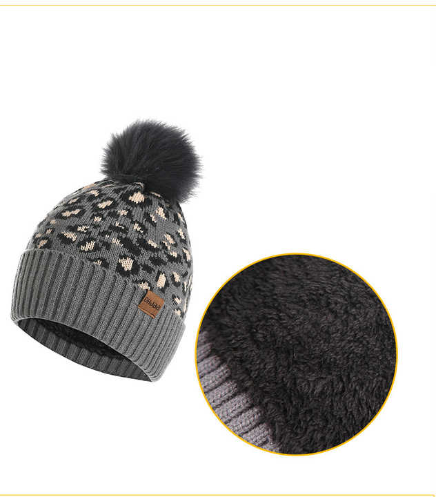 Purple Women's 3-Piece Winter Knit Set - Leopard Print Plush Lined Beanie Hat, Scarf & Touchscreen Gloves - Image 6