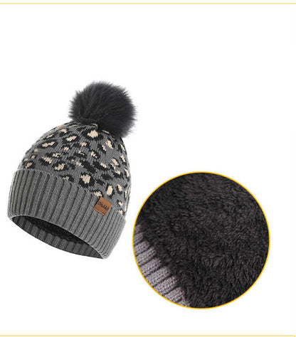 Purple Women's 3-Piece Winter Knit Set - Leopard Print Plush Lined Beanie Hat, Scarf & Touchscreen Gloves - Image 6