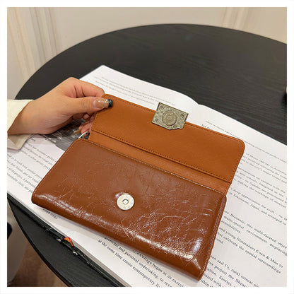 Beige Elegant Women's RFID Blocking Long Wallet - PU Leather Clutch Purse with Clasp - Image 9