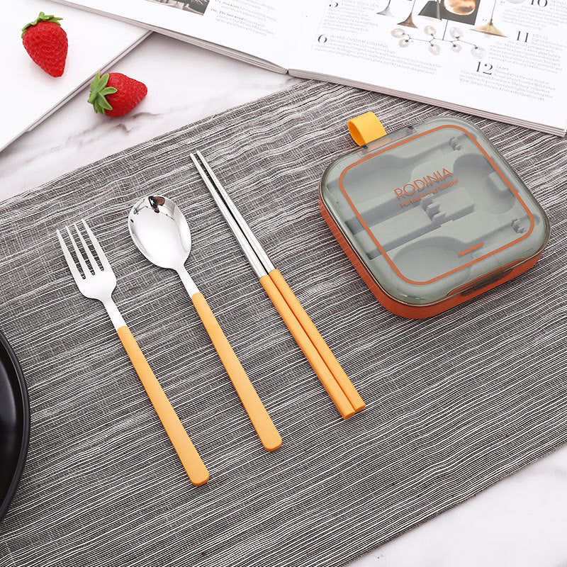 2 Sets Green Portable Stainless Steel Cutlery Set -  Reusable Utensils (2 Fork, 2 Spoon, 2 pairs of Chopsticks) with Compact Travel Case - Image 5