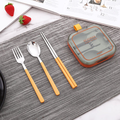 2 Sets Green Portable Stainless Steel Cutlery Set -  Reusable Utensils (2 Fork, 2 Spoon, 2 pairs of Chopsticks) with Compact Travel Case - Image 5