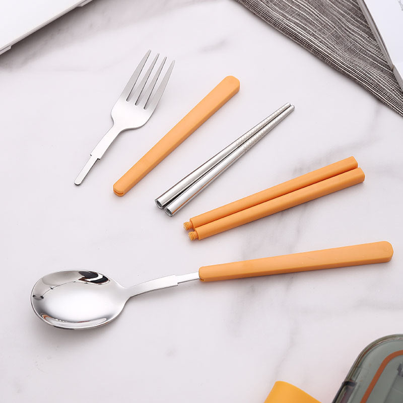 2 Sets Green Portable Stainless Steel Cutlery Set -  Reusable Utensils (2 Fork, 2 Spoon, 2 pairs of Chopsticks) with Compact Travel Case - Image 6