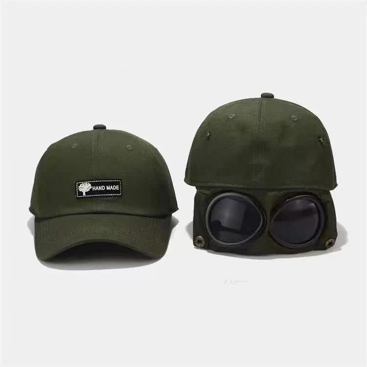 Beige Stylish Aviator Goggle Baseball Cap - Unisex Outdoor Cotton Sun Hat - Image 4